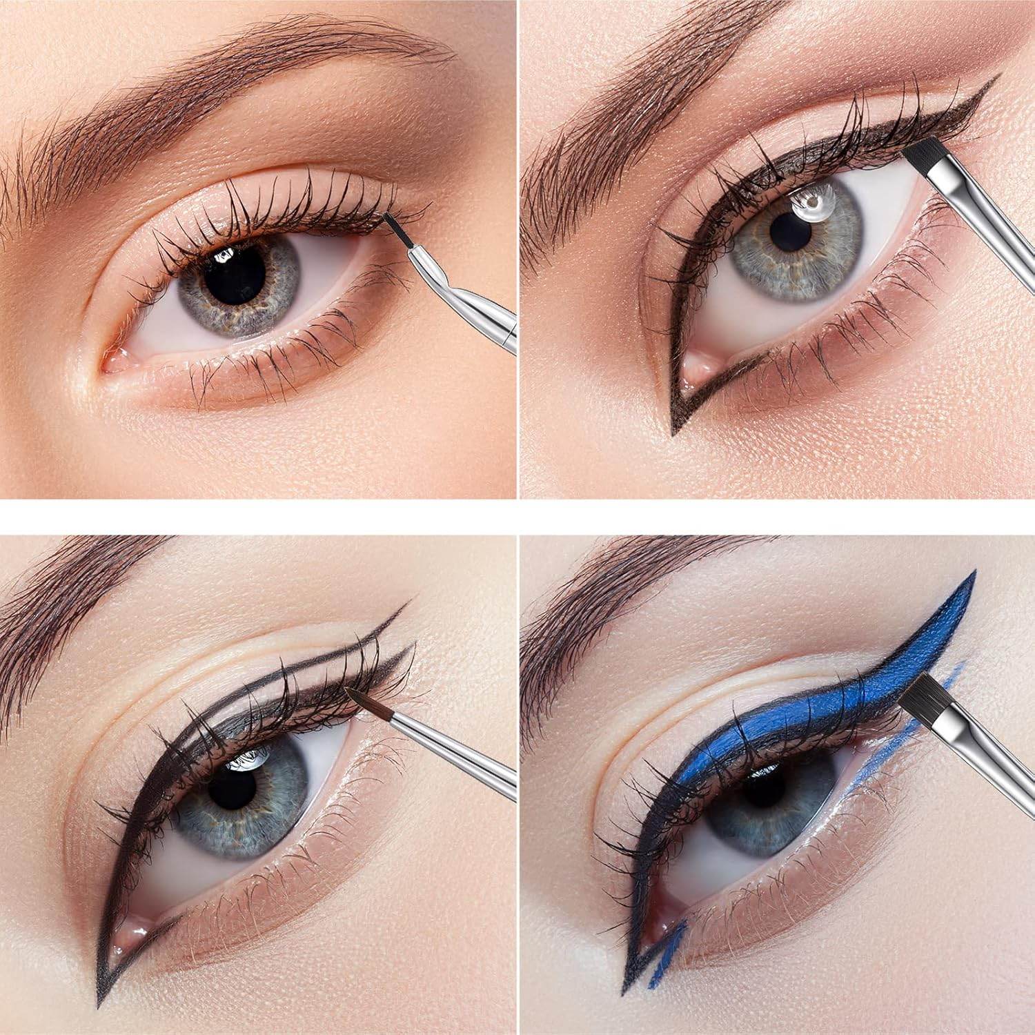 12 Pieces Eyeliner Brushes Set, Slanted Makeup Gel Eyeliner Brush Line Fine Bent Eyeliner Brush Pointed Round Makeup Brush Angled Eyeliner Makeup Tool for Girls Women Cosmetic Applicators - My Store