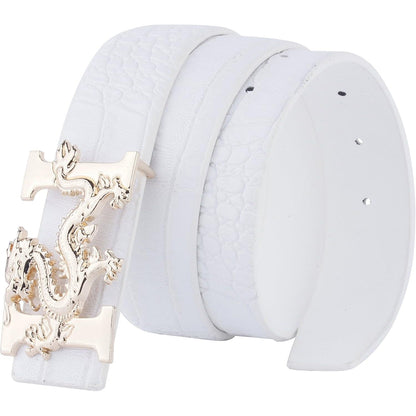 ALAKA Dragon Buckle Alligator Pattern Leather Mens Belt…