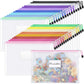 Sooez 20 Pack Mesh Zipper Pouch Bags, A4 Letter Size, Zipper Bags with Label Pocket, Waterproof Pouches for Classroom Organization, Board Game Storage, Document Bag for Teacher School Office Supplies