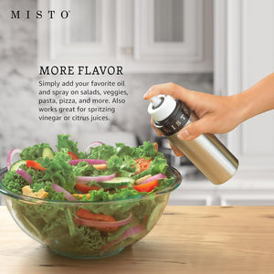 Misto Aluminum Oil Sprayer, Set of 2, Versatile Refillable Aerosol Sprayers for Olive Oil, Vinegar, Lemon Juice, Dressings, and More, Ideal for Cooking, BBQ, and Air Fryers