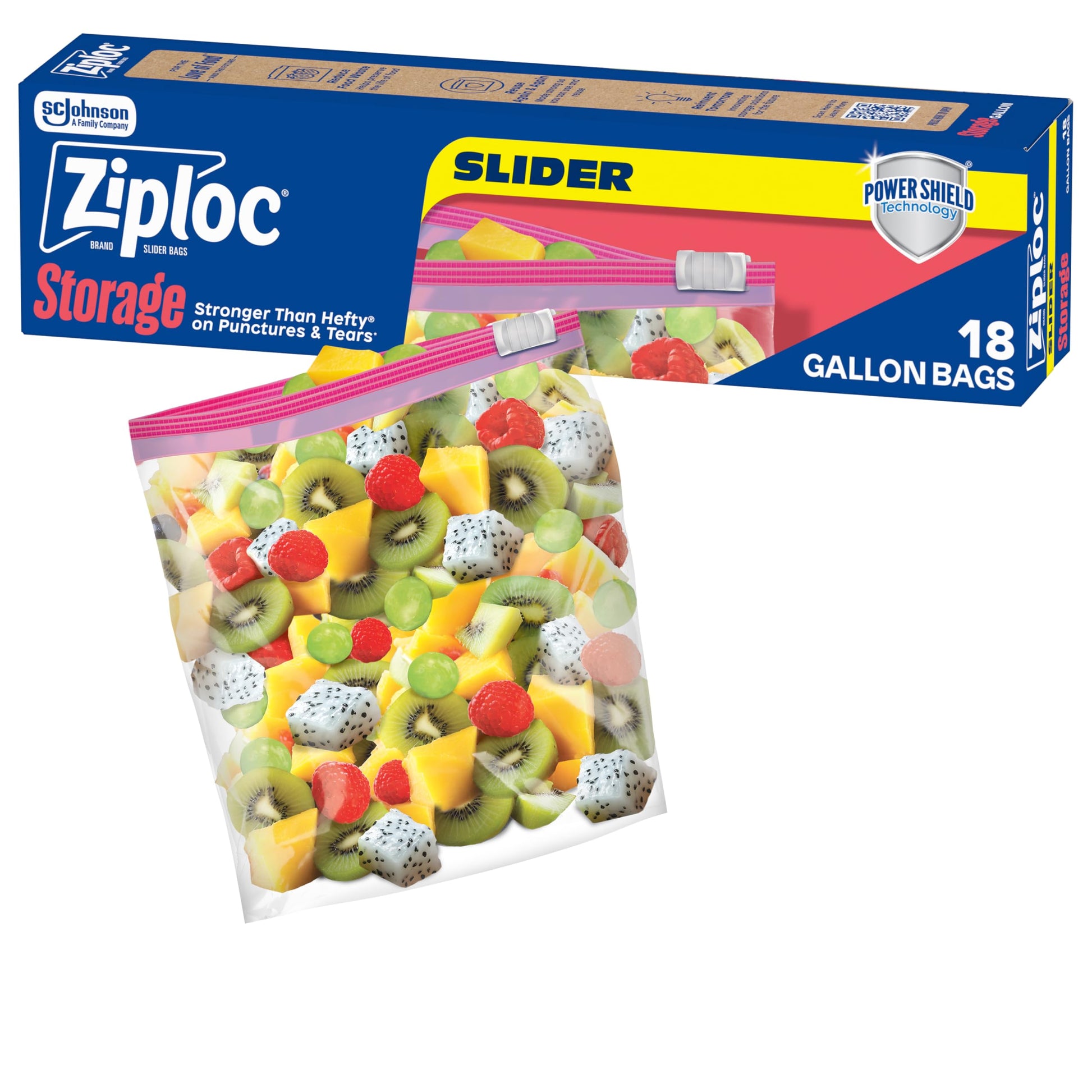 Buy now Ziploc Gallon Food Storage Slider Bags, Power Shield Technology for More Durability, 68 Count 18 Count at indiglob india