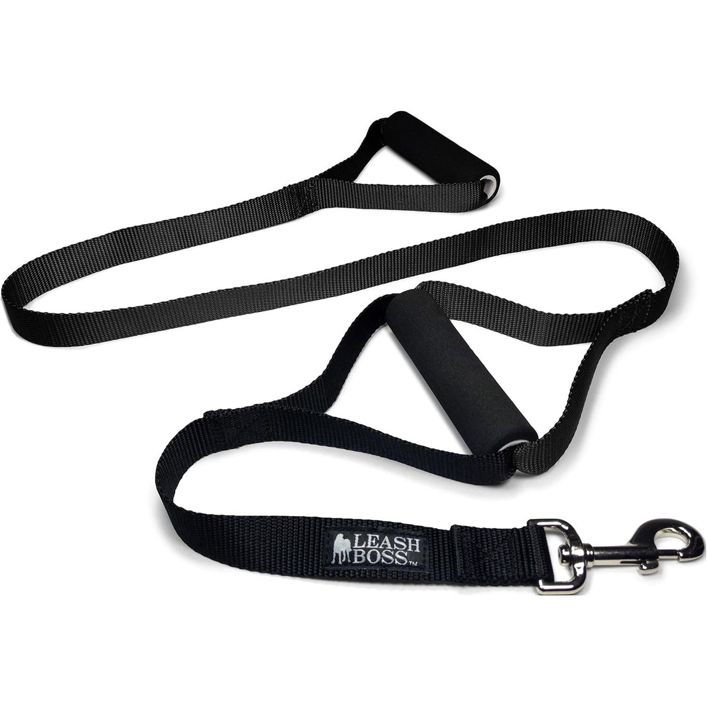 Leash Boss Original - Heavy Duty Dog Leash for Large Dogs - No Pull Double Handle Training Lead for Walking Big Dogs - Dog Leashes with Padded Handle for Control and Safety (Classic Black)