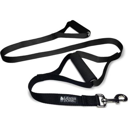 Leash Boss Original - Heavy Duty Dog Leash for Large Dogs - No Pull Double Handle Training Lead for Walking Big Dogs - Dog Leashes with Padded Handle for Control and Safety (Classic Black)