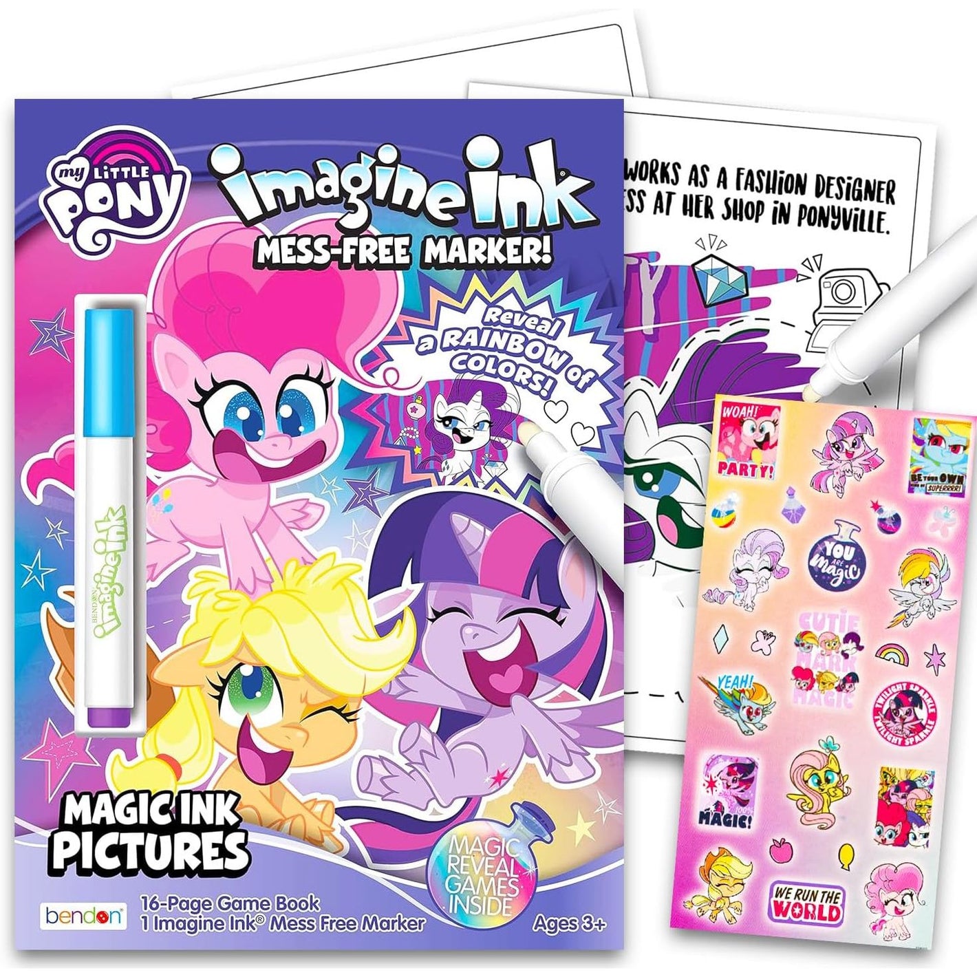 My Little Pony Imagine Ink Book Set (Includes Mess Free Marker and Stickers)