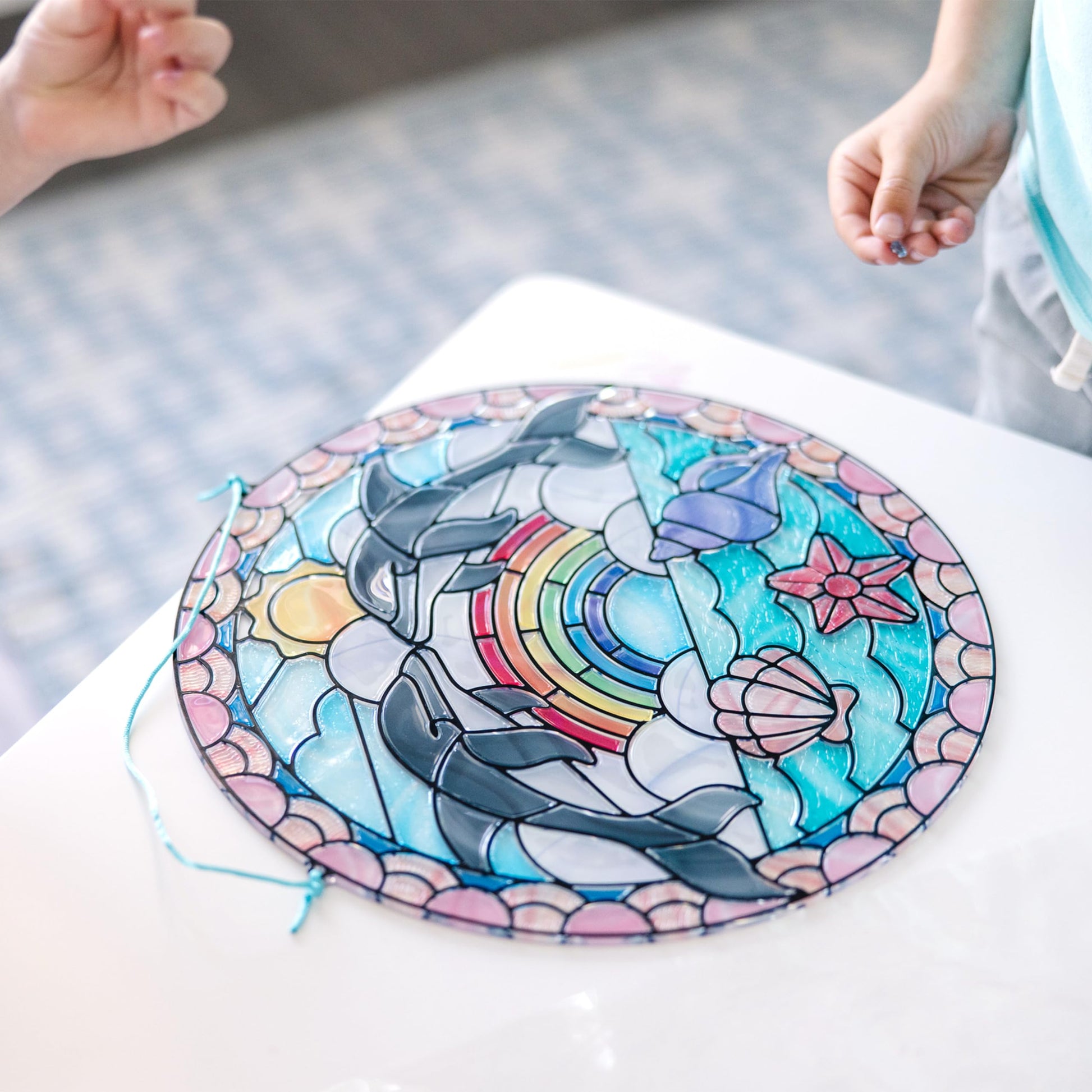 Buy now Melissa & Doug Stained Glass Made Easy Craft Kit: Dolphins - 180+ Stickers at indiglob india