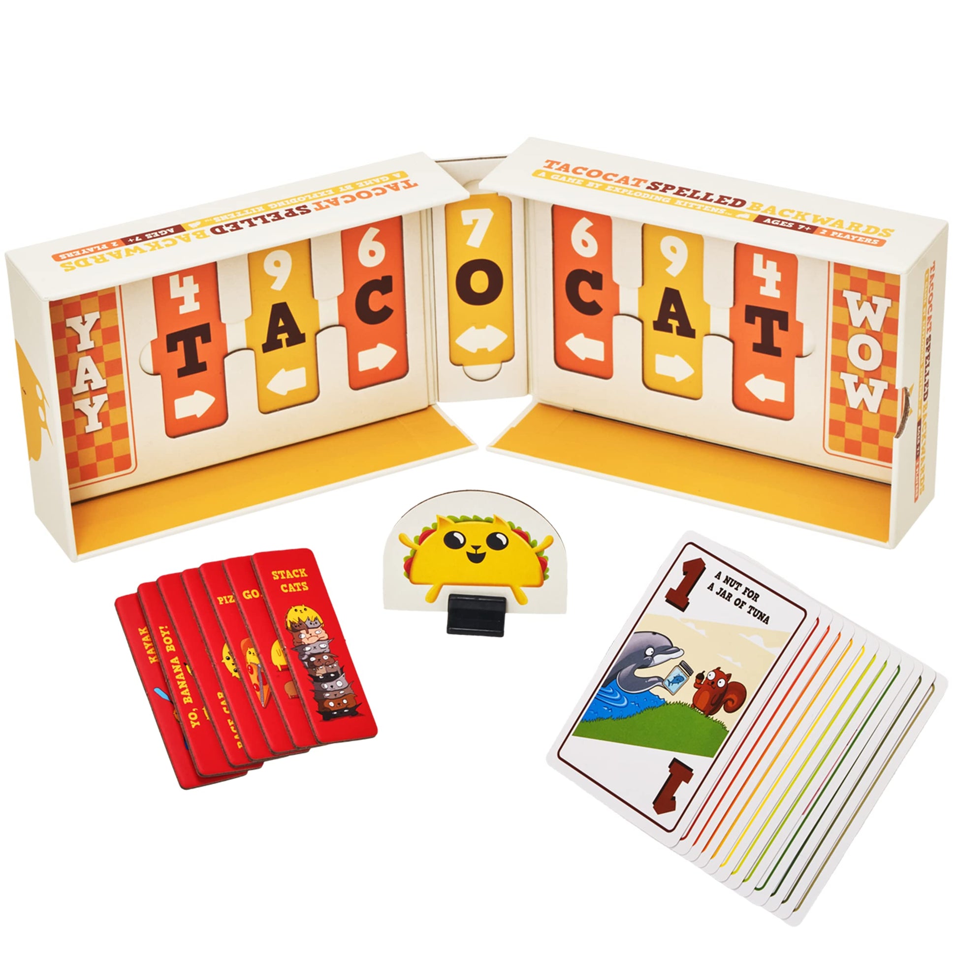 Buy now Exploding Kittens Tacocat Spelled Backwards 2 Players - Ages 7+ - 15 Minutes to Play - Clever Family Board Game - Couples Game, Family Game Night, Kid and Adult Board Game at indiglob india