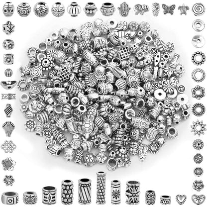 Cridoz Metal Spacer Beads for Making Bracelet, Necklace, Jewelry Making and Findings Accessories, 900Pcs, Silver