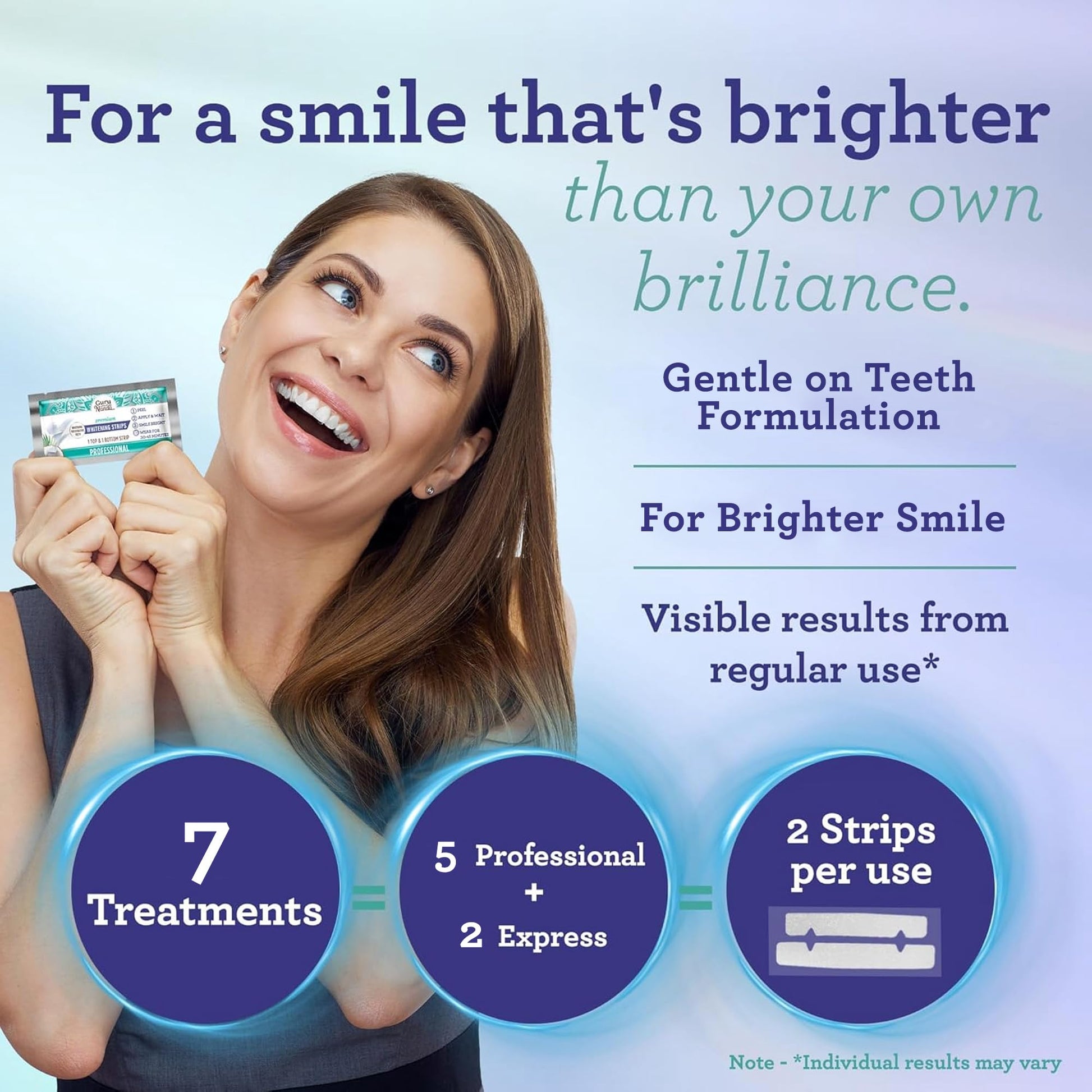 Buy now GuruNanda Teeth Whitening Strips - 7-Day Treatment with Non-Slip, Dry Strip Technology - Whitening Designed with Care for a Brighter Smile at indiglob india