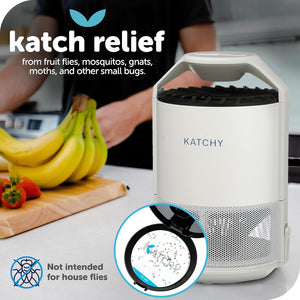 Katchy Indoor Insect Trap - Catcher & Killer for Mosquitos, Gnats, Moths, Fruit Flies - Non-Zapper Traps for Inside Your Home - Catch Insects Indoors with Suction, Bug Light & Sticky Glue (White)