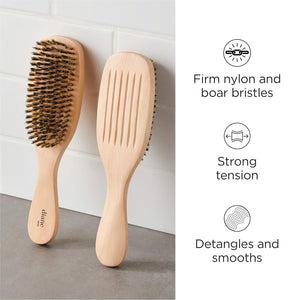 Diane Reinforced Boar Bristle Wave Brush for Men and Barbers – Hard Bristles for Thick to Coarse Hair – Use for Detangling, Smoothing, Wave Styles, Restore Shine and Texture