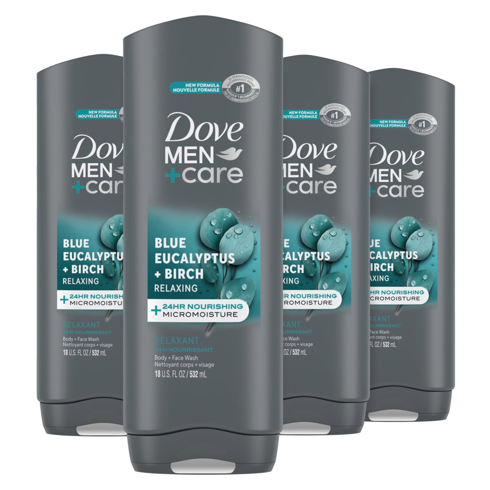 Buy now DOVE MEN + CARE Body and Face Wash Clean Comfort 4 Count for Healthier and Stronger Skin Effectively Washes Away Bacteria While Nourishing Your Skin, 18 oz Blue Eucalyptus 18 Fl Oz (Pack of 4) at indiglob india