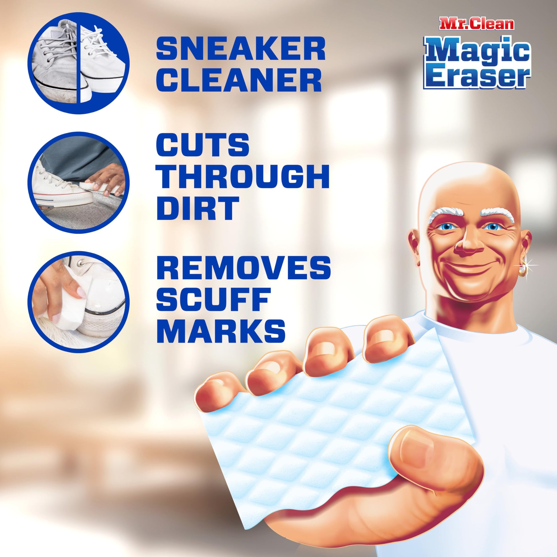 Buy now Mr. Clean Magic Eraser Sponge, All Purpose Cleaner, Cleaning Scrubber, Wall Cleaner, Sneaker Cleaner, Kitchen, Bathroom, Shower Cleaning Supplies, Melamine Sponge, Cleaning Pads, Extra Durable, 10ct at indiglob india