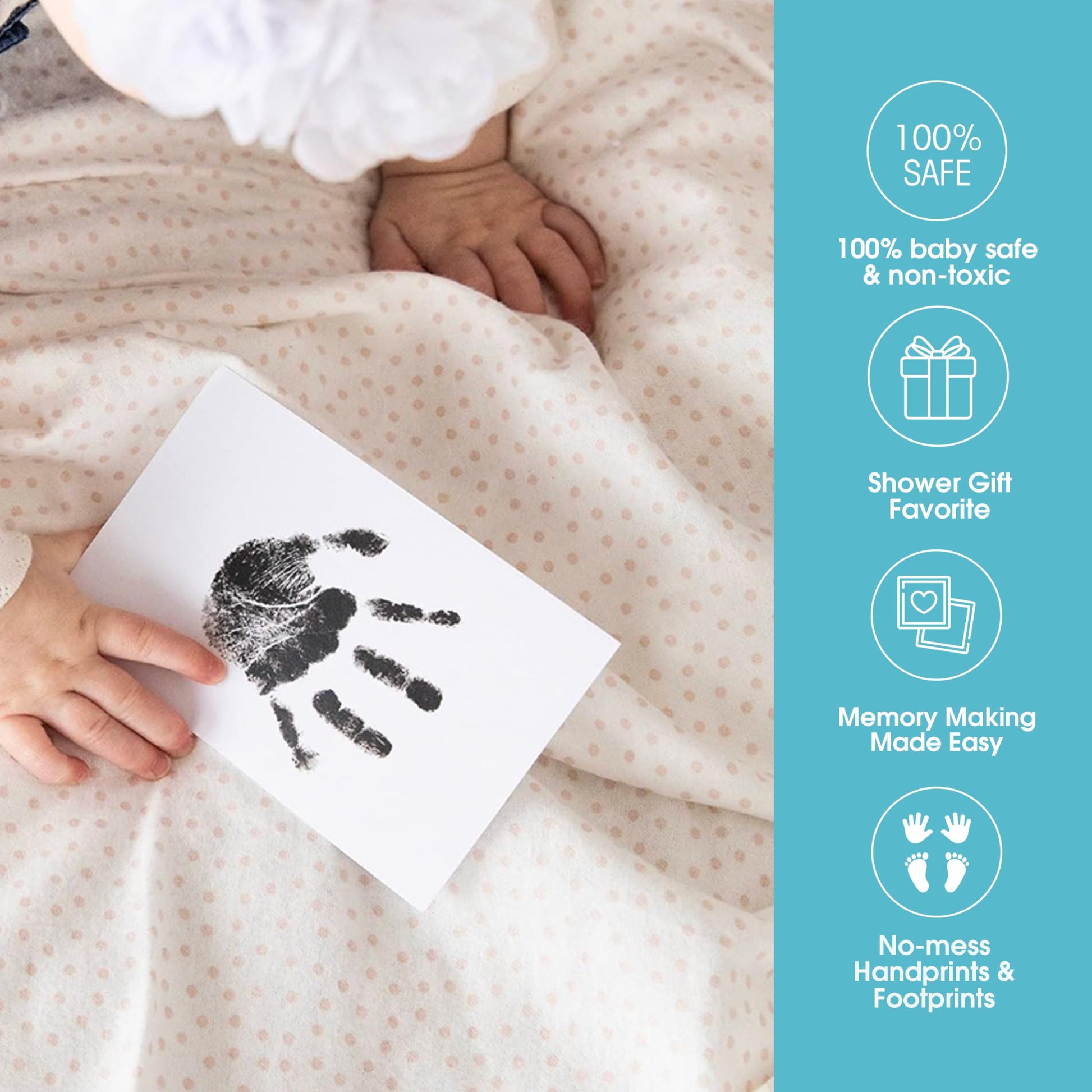 Buy now Pearhead Newborn Baby Handprint and Footprint Kit - No Mess Clean-Touch Ink Pad With Impression Cards, Safe for Skin, Perfect Keepsake for Family, Acid-Free, Black at indiglob india