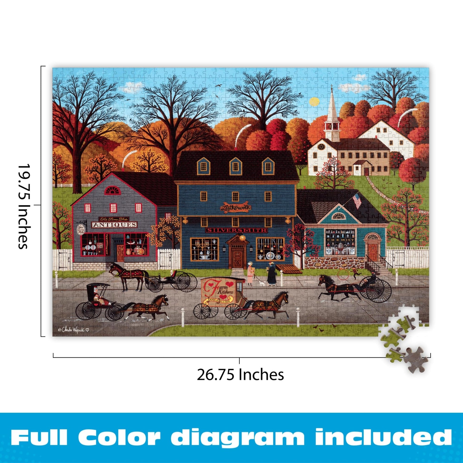 Buy now Buffalo Games – Charles Wysocki Valley Farm Street 1000 Piece Jigsaw Puzzle for Adults, Classic Americana Artwork with Full-Color Poster at indiglob india