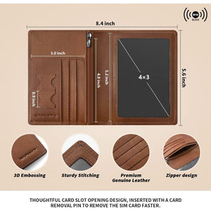 Premium Leather Passport Holder for Travel - RFID Blocking Passport Wallet for Men & Women, Passport Cover with Card Slots, ID Window - Business Travel, Airport Security, Gift for Travelers