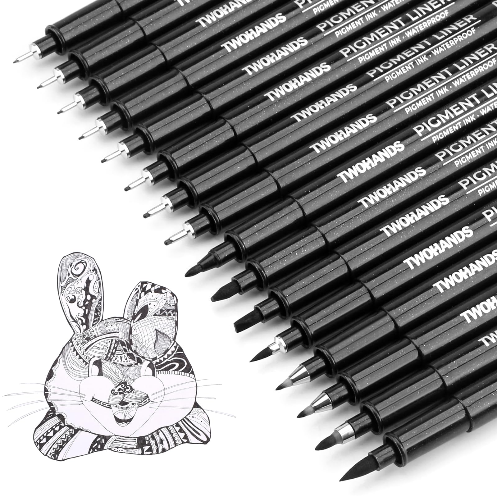 Buy now TWOHANDS Art Pens,Fineliner Ink Pens,Set of 12 Technical Drawing pen,Pigment Pen,Fine Point,Black,Waterproof,for Art Watercolor,Sketching,Anime,Manga, 902188 Black 16 at indiglob india