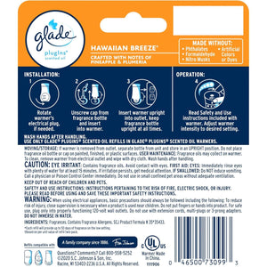 Glade PlugIns Refills Air Freshener Starter Kit, Hawaiian Breeze, Scented and Essential Oils for Home and Bathroom, 0.67 Fl Oz, 1 Warmer + 1 Refill
