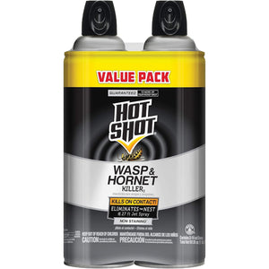 Hot Shot Wasp & Hornet Killer Spray, For Insects Eliminates the Nest, Sprays Up To 27 Feet, 14 fl Ounce, 2 Pack