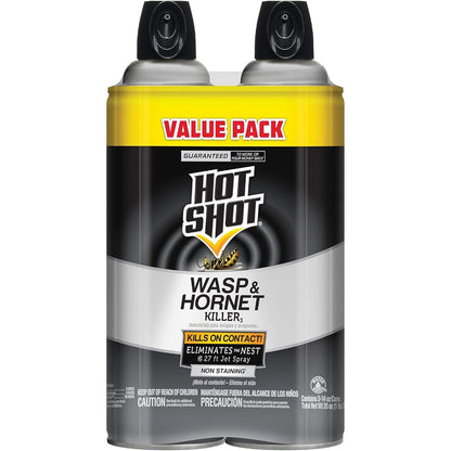 Hot Shot Wasp & Hornet Killer Spray, For Insects Eliminates the Nest, Sprays Up To 27 Feet, 14 fl Ounce, 2 Pack