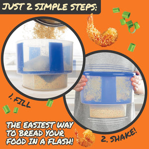 COOK'S CHOICE The Original Better Breader Bowl All-in-One Mess-Free Batter Breading Station - Pour in Seasonings, Add Meat or Veggies & Shake for Perfect Coating - Great for Parties- Made in the USA