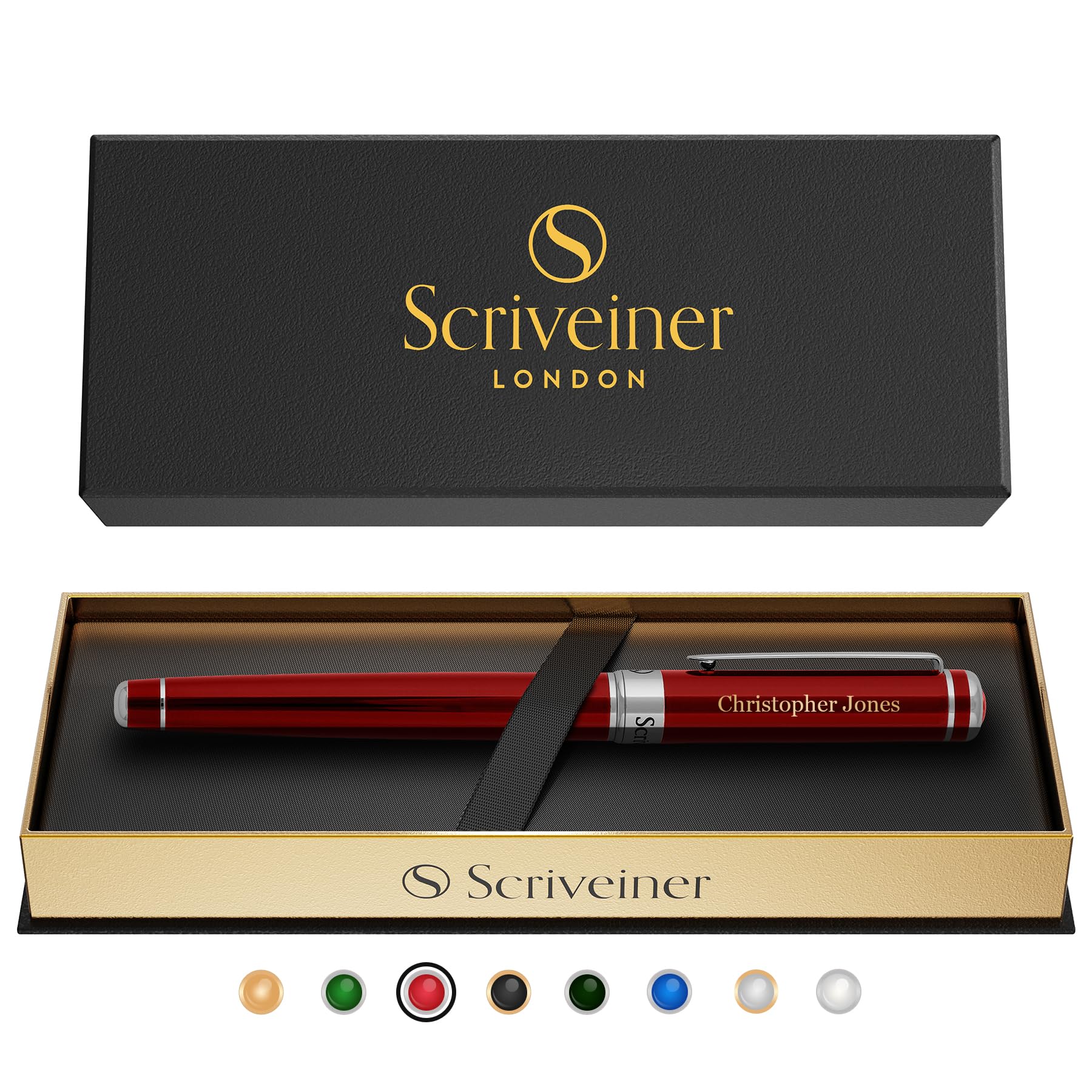 Buy now Scriveiner Black Lacquer Rollerball Pen - Stunning Luxury Pen, Real Gold Plating, Schmidt Ink Refill, Best Roller Ball Gift Set for Men & Women, Professional, Executive Office, Nice Pens at indiglob india