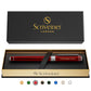 Buy now Scriveiner Black Lacquer Rollerball Pen - Stunning Luxury Pen, Real Gold Plating, Schmidt Ink Refill, Best Roller Ball Gift Set for Men & Women, Professional, Executive Office, Nice Pens Crimson Red with Chrome (Personalized) at indiglob india