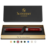 Buy now Scriveiner Black Lacquer Rollerball Pen - Stunning Luxury Pen, Real Gold Plating, Schmidt Ink Refill, Best Roller Ball Gift Set for Men & Women, Professional, Executive Office, Nice Pens Crimson Red with Chrome (Personalized) at indiglob india
