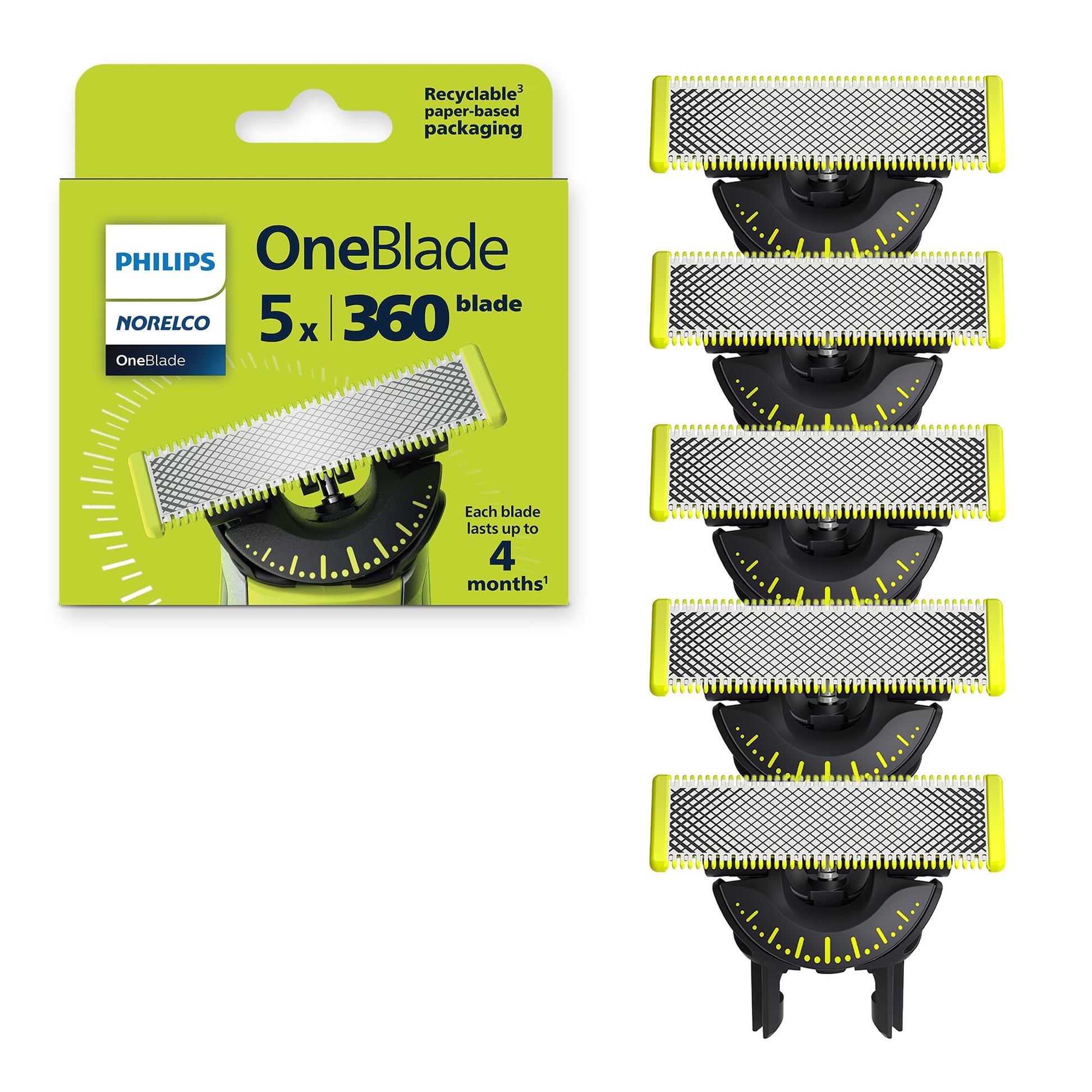 Buy now Philips Norelco OneBlade 360 Blades, Genuine Replacement Blades for OneBlade Electric Shaver and Trimmer, 4 Pack, QP440/80 5 Count (Pack of 1) OneBlade 360 at indiglob india