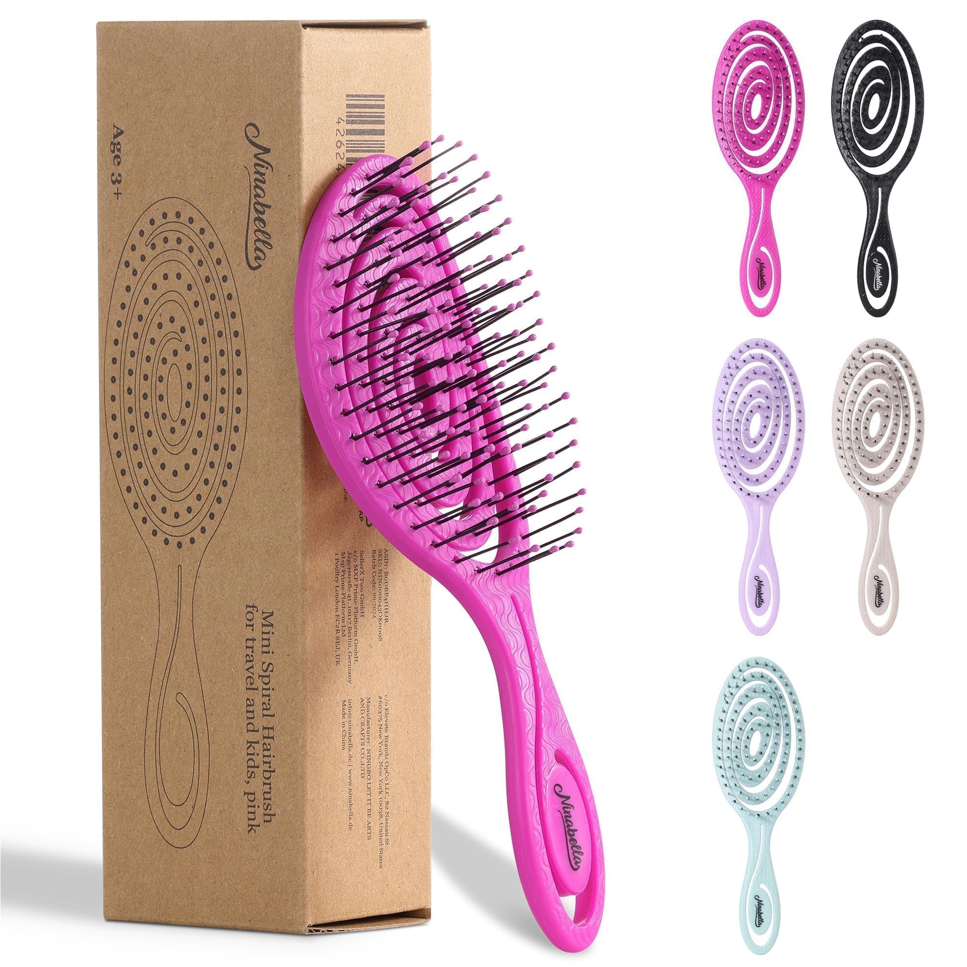 Buy now Ninabella Detangle Hair Brush for Women & Men - Does not Pull - Straightening Brushes for Straight & Curly Hair - Unique Spiral Detangling Hairbrush - Green Small Pink at indiglob india