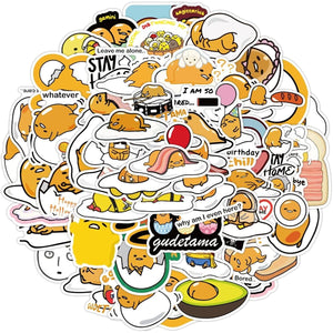 CHVISO 60PCS Japanese Lazy Egg Kawaii Stickers - Vinyl Waterproof Stickers for Kids, Teens, Adults - Laptop, Water Bottles, Skateboard, Guitar