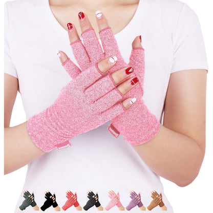 DISUPPO Arthritis Compression Gloves Relieve Pain from Rheumatoid, RSI,Carpal Tunnel, Hand Gloves Fingerless for Computer Typing and Dailywork, Support for Hands and Joints (L, Black)