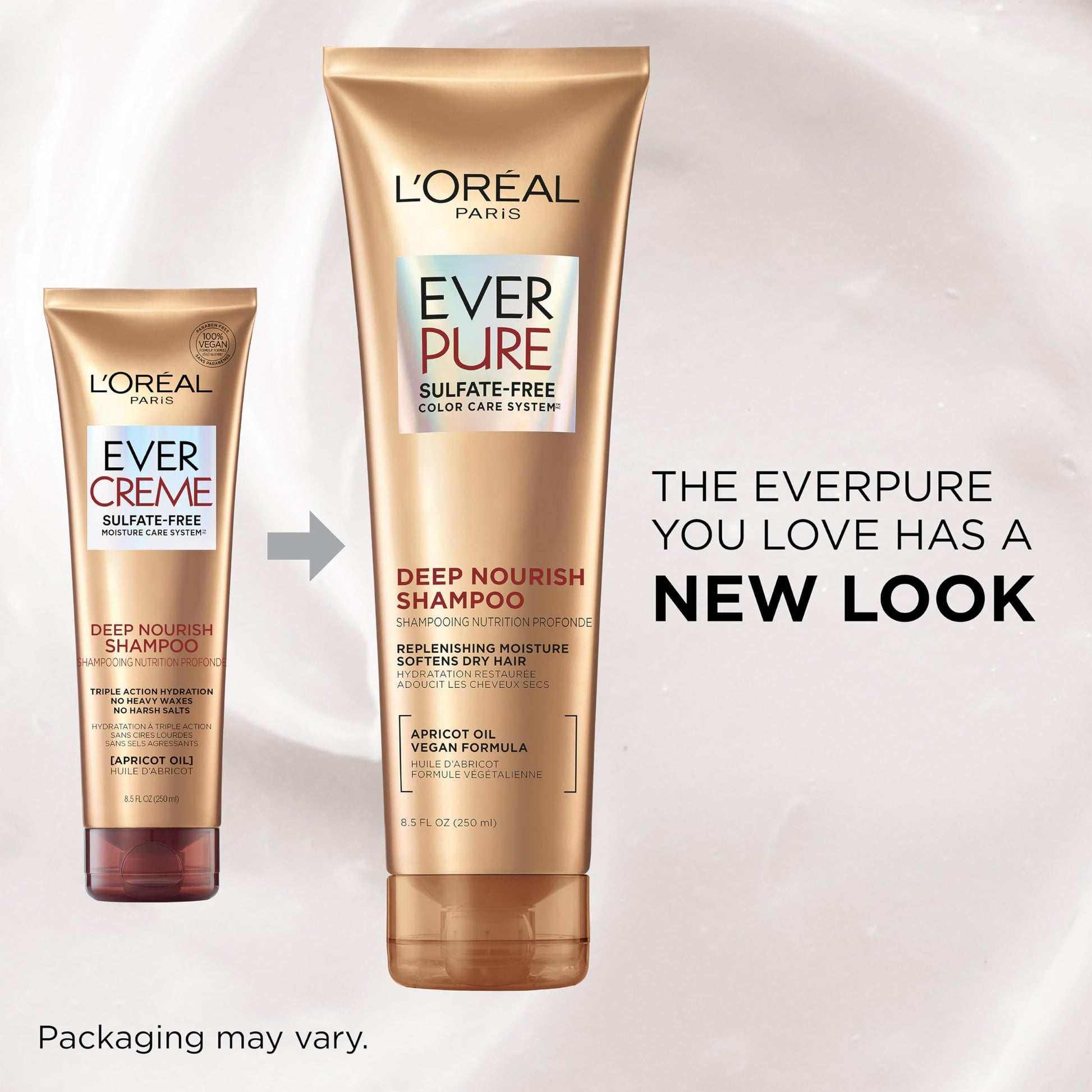 Buy now L'Oreal Paris Shampoo, Sulfate Free, Triple Action Hydration for Dry Hair, EverPure, 8.5 Fl Oz (Packaging May Vary), Damaged, Color-Treated Hair, Apricot Oil Infused, Deep Nourish at indiglob india