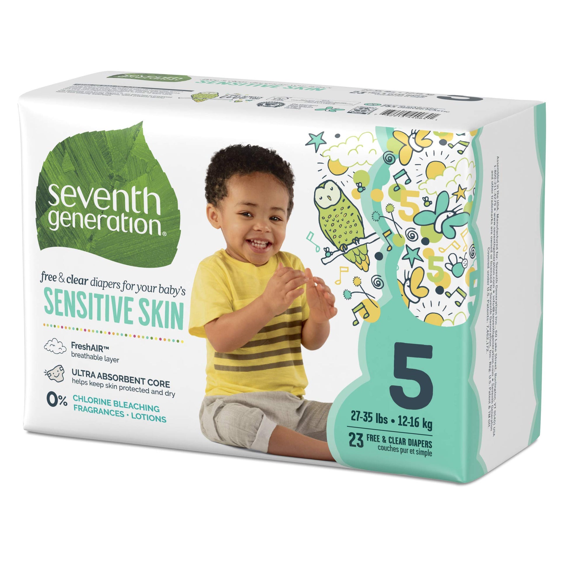Buy now Seventh Generation Baby Diapers for Sensitive Skin, Animal Prints, Size 5, 23 Count at indiglob india