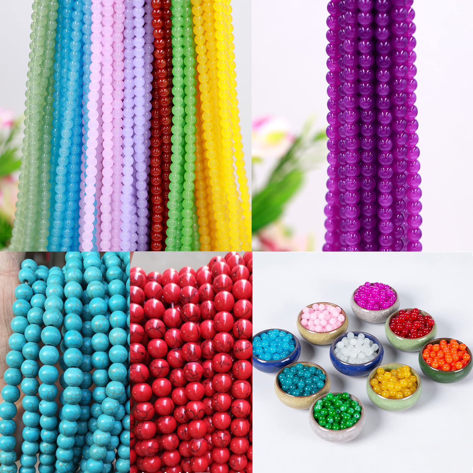 Buy now AIFNIY 570PCS Glass Beads for Jewelry Making 8mm Turquoise 24 Colors Crystal Beads Bracelet Making Kit Loose Round Gemstone Stone Spacer Chakra Energy Healing Beads Bulk DIY Crafts (Kit A) at indiglob india
