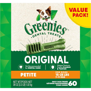 Greenies Original Petite Dental Dog Treats, 36 oz. Pack (60 Treats)