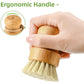 SUBEKYU Bamboo Dish Scrub Brush for Kitchen Sink, Natural Wooden Washing Dish Brush Scrubber with Sisal Bristles for Household Cleaning, Cast Iron Pots, Pans and Vegetables