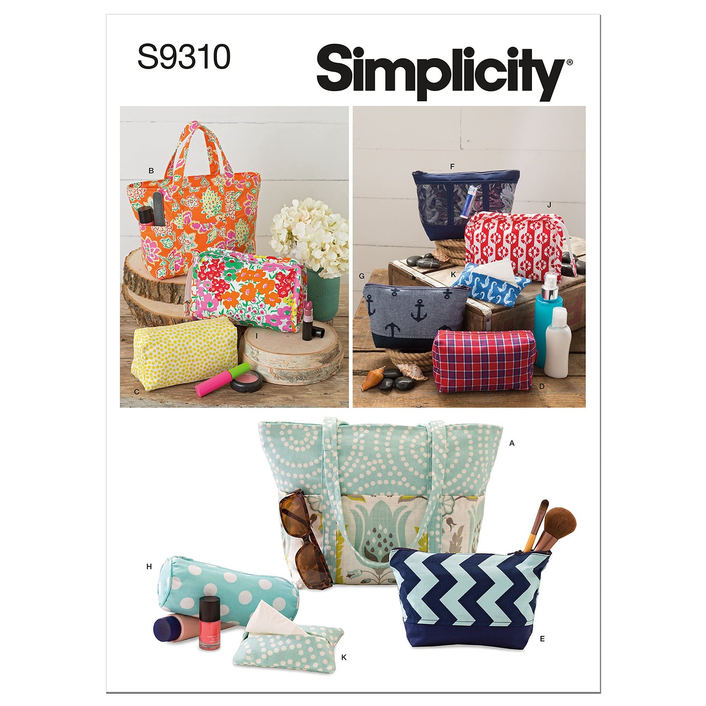 Buy now Simplicity Assorted Size Cosmetic Tote Bag Packet, Code 9310 Sewing Pattern, One, White at indiglob india