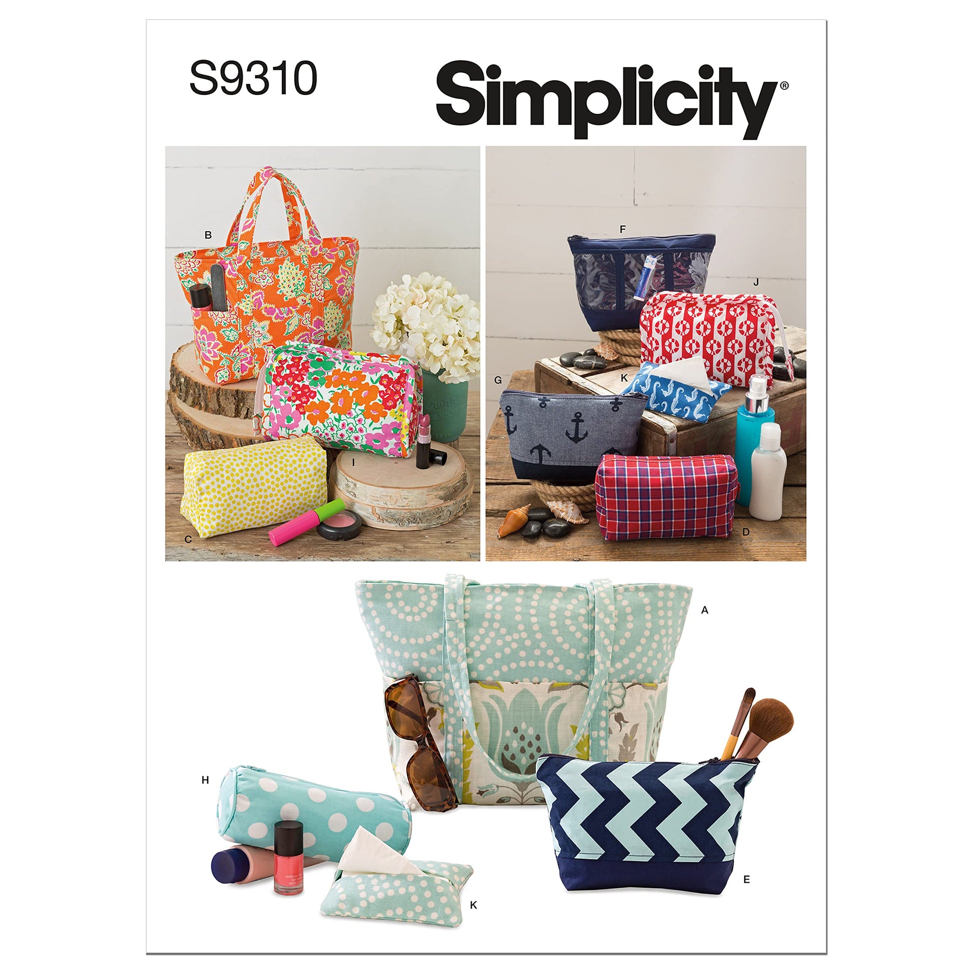 Buy now Simplicity Assorted Size Cosmetic Tote Bag Packet, Code 9310 Sewing Pattern, One, White at indiglob india