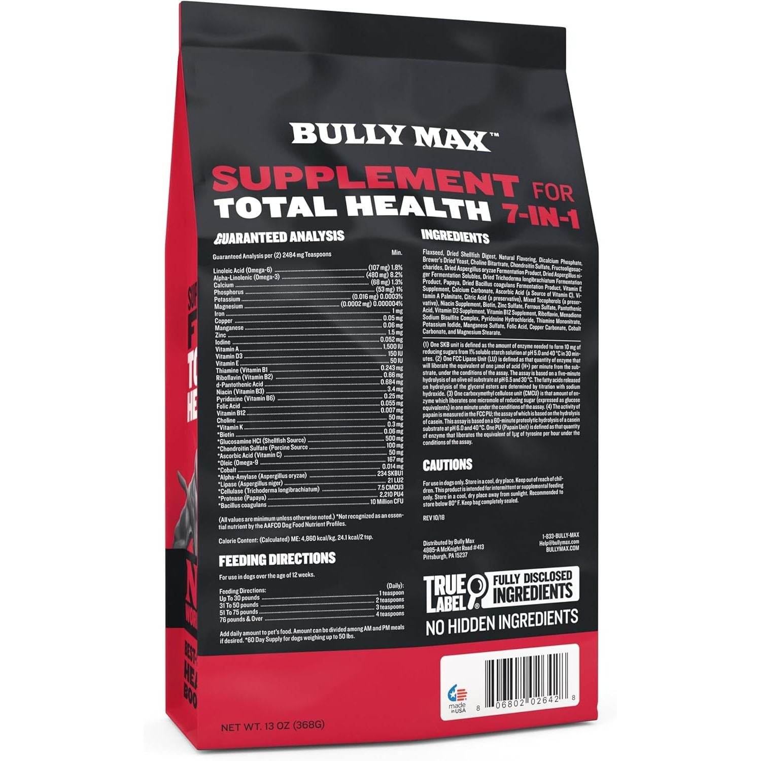Bully Max 7-in-1 Dog Multivitamin Powder with Omega 3, 6, Glucosamine & Chondroitin for Immune System, Digestive & Joint Health - Food Topper, Vitamins & Supplements for Puppy & Adult Dogs, 13Oz Bag - My Store