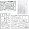 Sooez Architectural Templates, House Plan, Interior Design and Furniture Template, Drafting Tools and Supplies - Set of 3 - clear