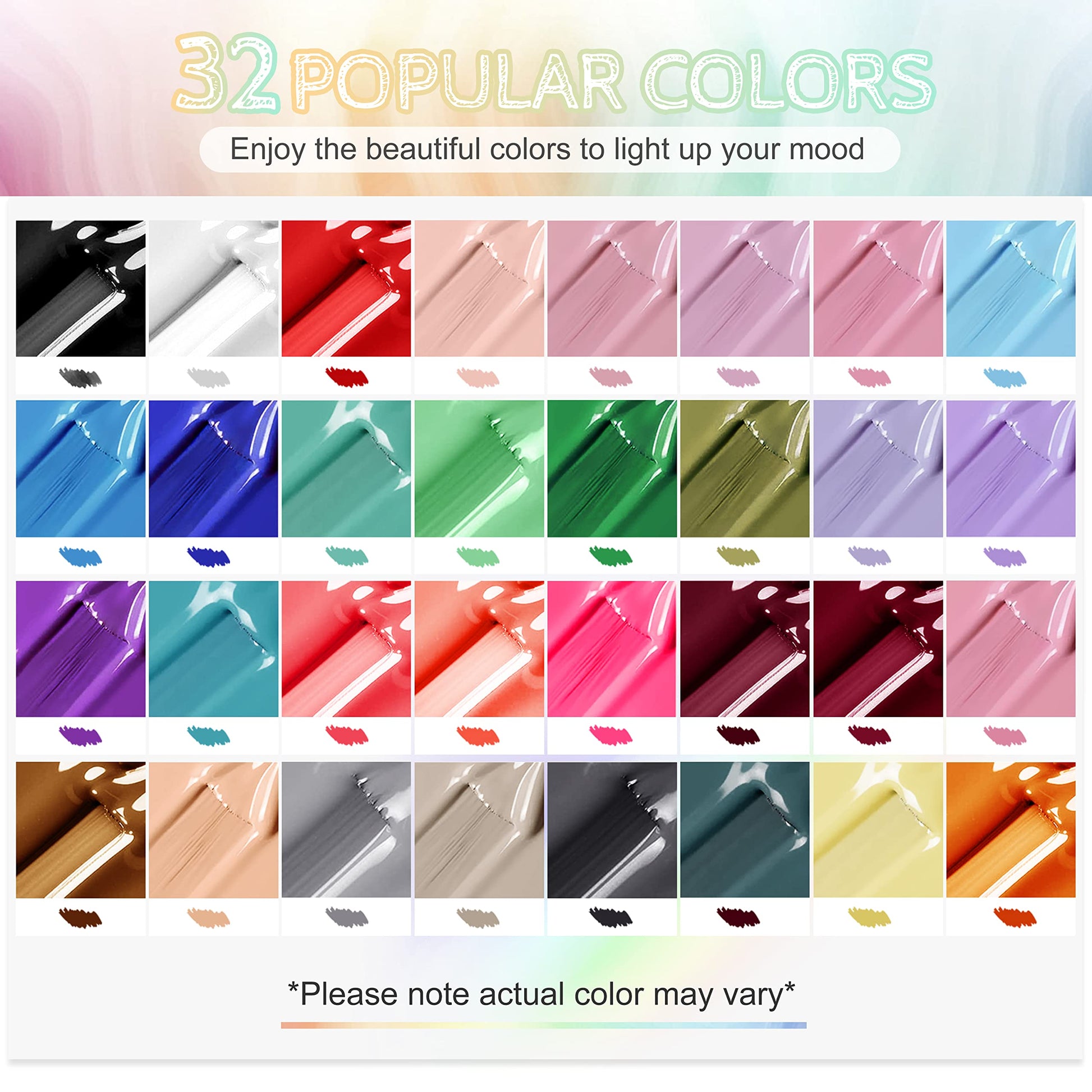 Buy now JODSONE 36 PCS Gel Nail Polish Set-32 Colors Gel Polish Kit Base Coat Glossy Matte and Glitter Top Coat Nail Polish Set Green Blue Red Pink Collection Gifts for Women at indiglob india