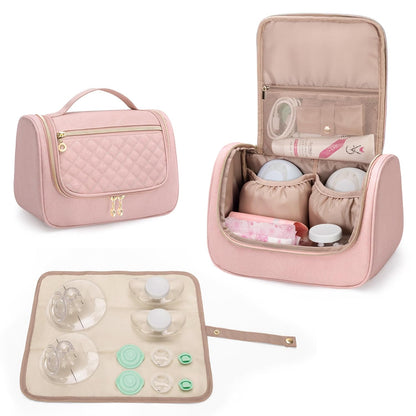 Luxja Wearable Breast Pump Bag (with a Waterproof Mat) Compatible with Momcozy and Elvie Breast Pump, Carrying Case for Wearable Breast Pump and Extra Parts (Patent Pending), Black