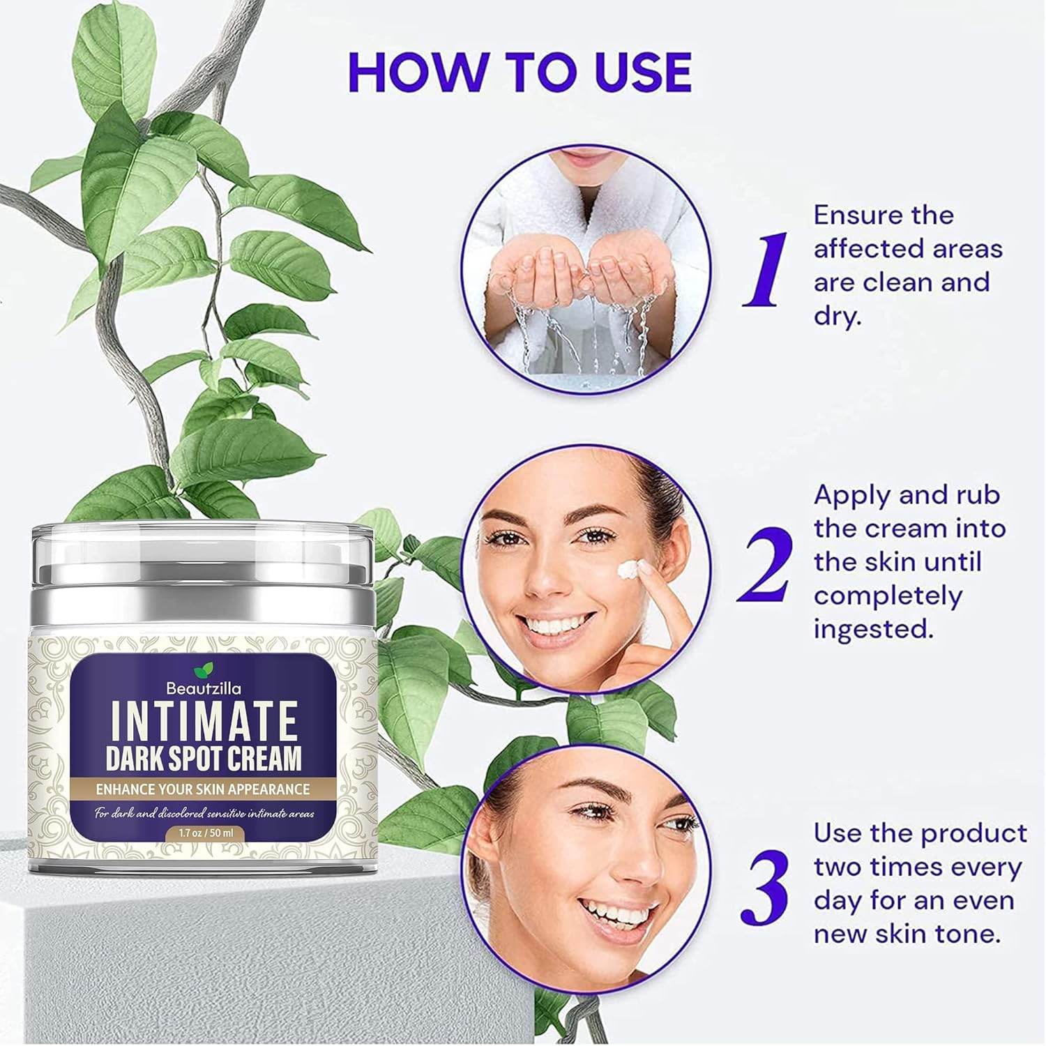 Beautzilla Intimate Area Dark Spot Corrector with Instant Results for Knees, Elbows, Underarms, and Thighs, White, 1.7 Fl Oz (Pack of 1) - My Store