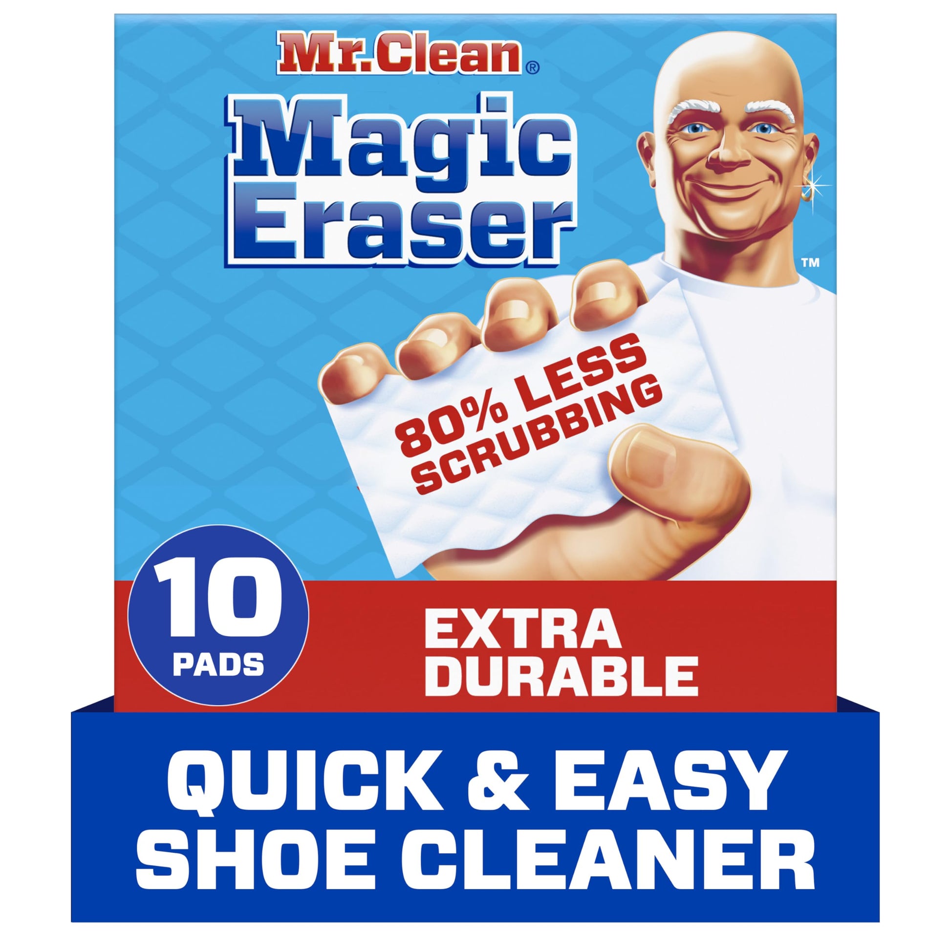 Buy now Mr. Clean Magic Eraser Sponge, All Purpose Cleaner, Cleaning Scrubber, Wall Cleaner, Sneaker Cleaner, Kitchen, Bathroom, Shower Cleaning Supplies, Melamine Sponge, Cleaning Pads, Extra Durable, 10ct at indiglob india