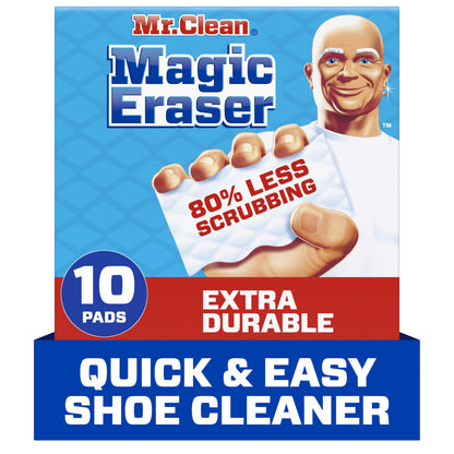 Buy now Mr. Clean Magic Eraser Sponge, All Purpose Cleaner, Cleaning Scrubber, Wall Cleaner, Sneaker Cleaner, Kitchen, Bathroom, Shower Cleaning Supplies, Melamine Sponge, Cleaning Pads, Extra Durable, 10ct at indiglob india