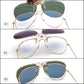 Retro Clip on Aviator Sunglasses Polarized Flip up Lenses Driving Eyeglasses Men