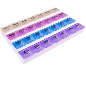Apex 7-Day Mediplanner Pill Organizer, Weekly Pill Organizer, 4 Times A Day Color-Coded, Easy-Open, See-Through Lids, Organize Medication Or Vitamins by AM, PM, Evening and Bedtime - My Store