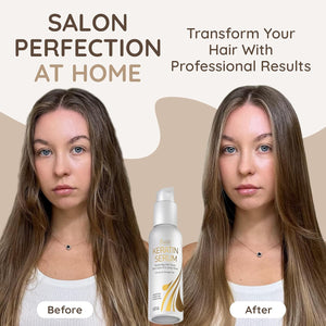 VITAMINS hair cosmetics Keratin Hair Serum for Frizzy and Damaged Hair - Anti Frizz Serum with Biotin, Castor Oil & Collagen for Heat Protection, Shine and Gloss Treatment - 4.25 Fl Oz