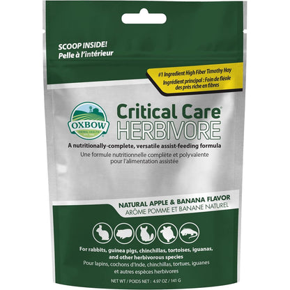 Oxbow Critical Care Herbivore, Emergency Guinea Pig Food, Rabbit Food for Recovery, Natural Apple Banana Flavor, Veterinary Formula, Critical Care for Guinea Pig Emergency Kit, Made in USA, 141 Grams