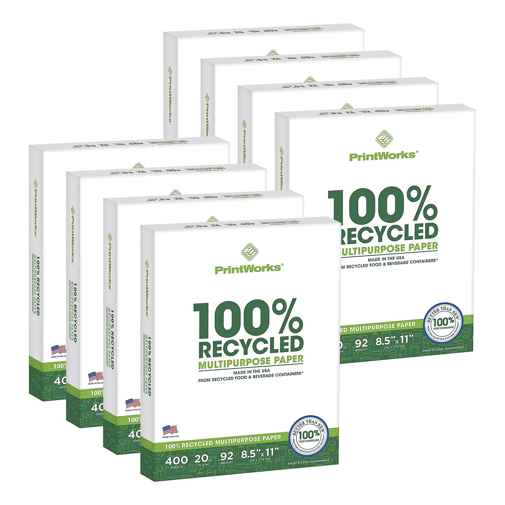 Buy now PrintWorks 100% Recycled Printer Paper 8.5" x 11" White - 20 lb Copy & Multipurpose Computer Paper - 1 Pack, 400 Sheets - Made in the USA - 92 Bright - Printer & Copier Compatible (00018) at indiglob india
